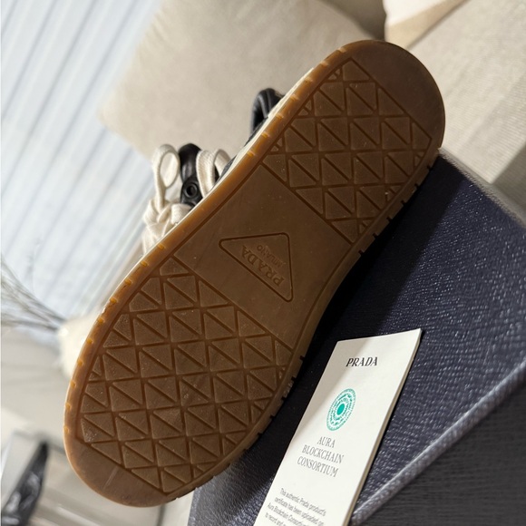 Prada Women’s Black Leather Sneakers (Original) - Picture 4 of 8